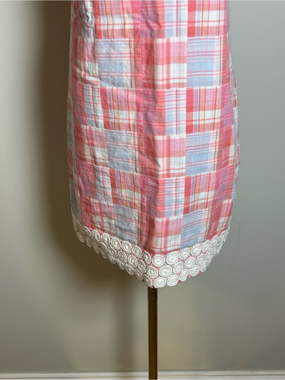 Vineyard Vines shep & Ian pink and blue patchwork madras cotton dress size 0 - Picture 2 of 12
